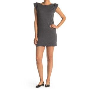 Susina Padded Shoulder Mini Dress In Black Grey Size S